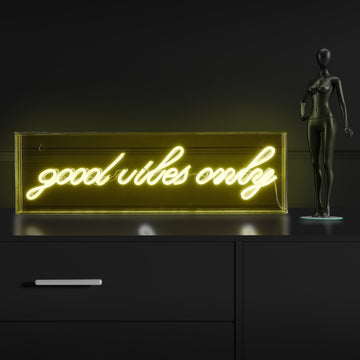 Good Vibes Only Contemporary Glam Acrylic Box USB Operated LED Neon Light - JONATHAN Y
